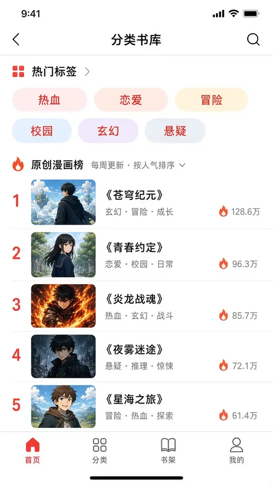 拷贝漫画分类书库截图
